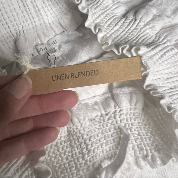 NWT Love Tree White Ruched Linen Blend Jogger Pants Size L Elastic Comfy White - Picture 8 of 11